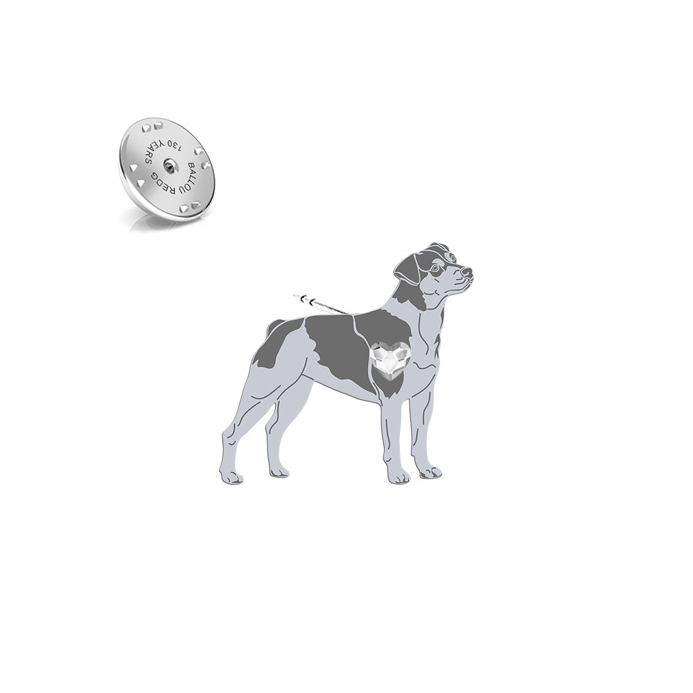 Wpinka z psem sercem Brazilian Terrier srebro - MEJK Jewellery