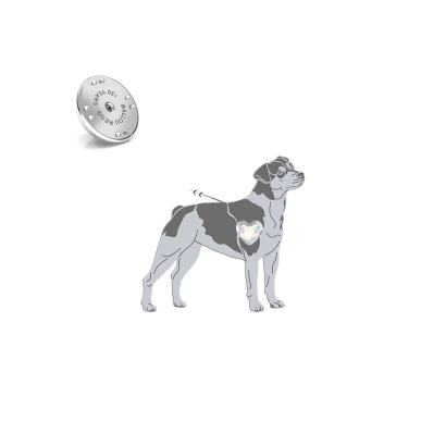 Wpinka z psem sercem Brazilian Terrier srebro - MEJK Jewellery