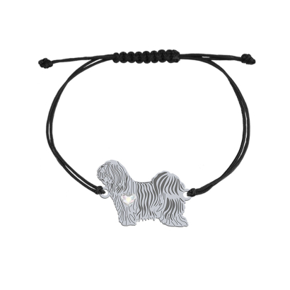 Bransoletka z psem Tibetan Terrier srebro sznurek GRAWER GRATIS - MEJK Jewellery