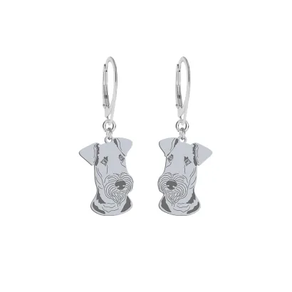 Silver Airedale Terrier engraved earrings - MEJK Jewellery