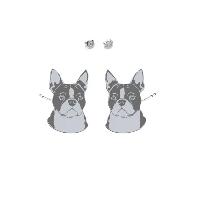 Silver Boston Terrier earrings - MEJK Jewellery