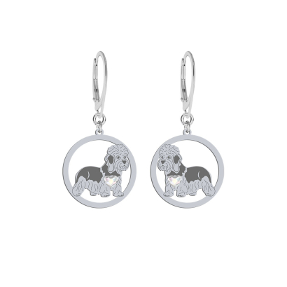 Silver Dandie Dinmont Terrier engraved earrings with a heart - MEJK Jewellery