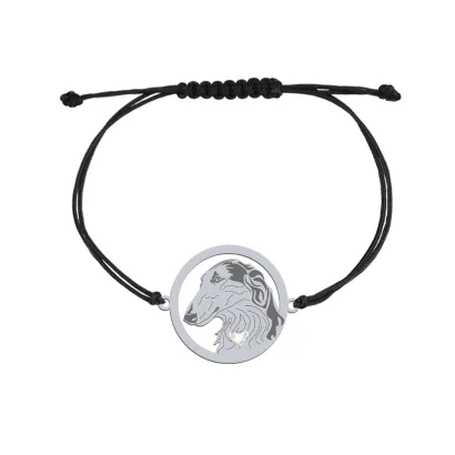 Silver Borzoj string bracelet, FREE ENGRAVING - MEJK Jewellery