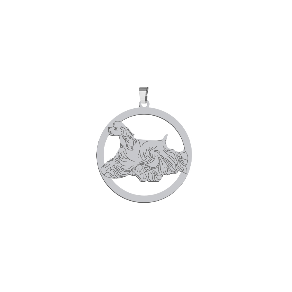 Silver American Cocker Spaniel pendant, FREE ENGRAVING - MEJK Jewelery