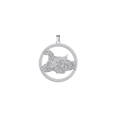 Silver American Cocker Spaniel pendant, FREE ENGRAVING - MEJK Jewelery