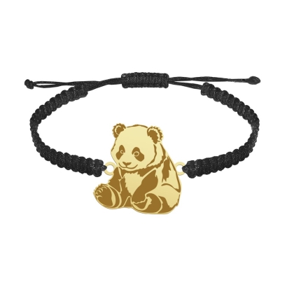 Bransoletka Pozłacana Panda Makrama GRAWER GRATIS - MEJK Jewellery