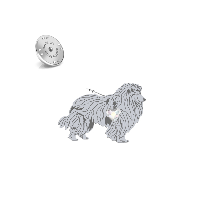 Silver Rough Collie pin with a heart - MEJK Jewellery