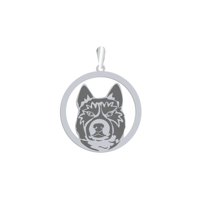 Zawieszka z grawerem psem Karelian Bear Dog srebro - MEJK Jewellery