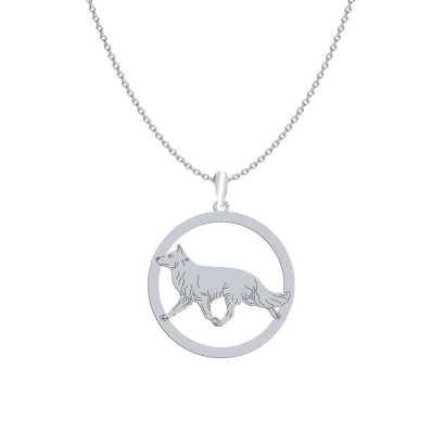 Naszyjnik z psem grawerem White Swiss Shepherd Dog srebro - MEJK Jewellery