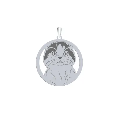 Silver Scottish Fold pendant, FREE ENGRAVING - MEJK Jewellery