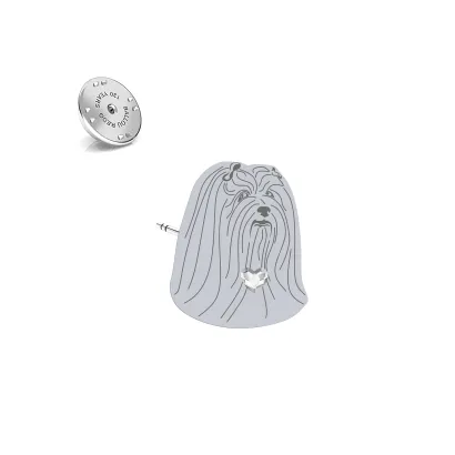 Silver Lhasa Apso pin with a heart - MEJK Jewellery