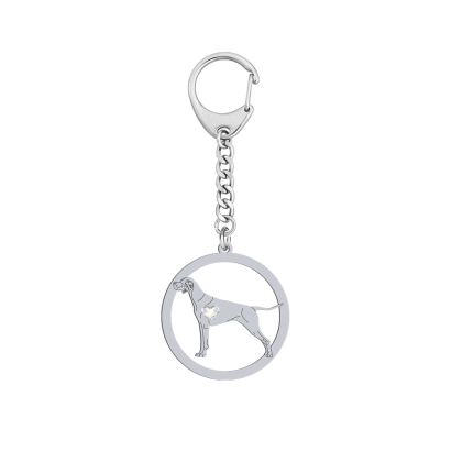 Silver Pointer keyring with a heart, FREE ENGRAVING - MEJK Jewellery