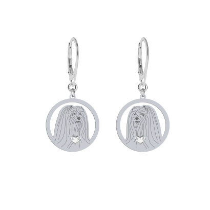 Silver Lhasa Apso earrings, FREE ENGRAVING - MEJK Jewellery