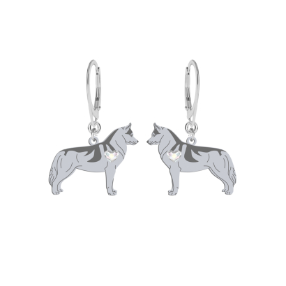 Silver Serbian Husky earrings, FREE ENGRAVING - MEJK Jewellery