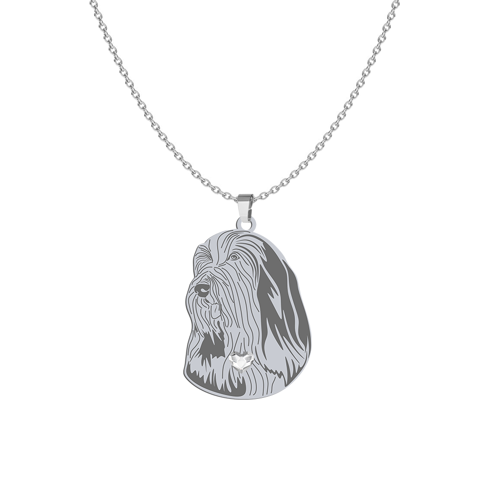 Silver Bearded Collie necklace with  heart  - MEJK Jewellery