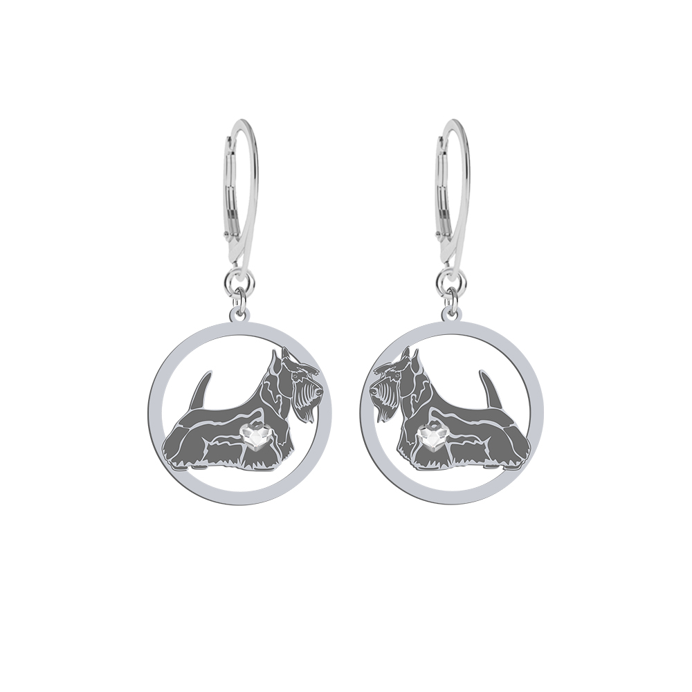 Kolczyki z psem sercem Scottish Terrier srebro GRAWER GRATIS - MEJK Jewellery