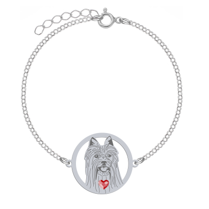 Silver Australian Silky Terrier engraved bracelet - MEJK Jewellery
