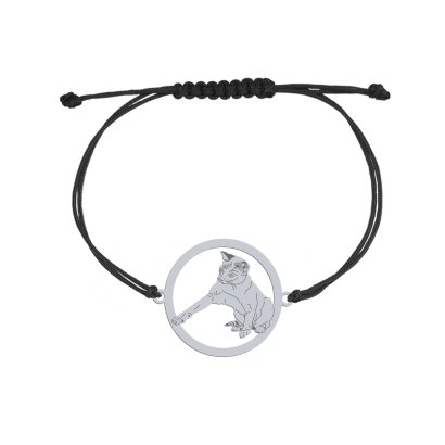 Bransoletka z Kotem Tajskim srebro sznurek GRAWER GRATIS - MEJK Jewellery