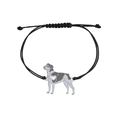 Bransoletka z psem sercem Brazilian Terrier srebro sznurek GRAWER GRATIS - MEJK Jewellery