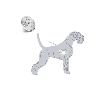 Silver Schnauzer pin with a heart - MEJK Jewellery