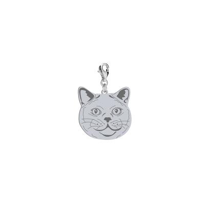 Silver British Shorthair Cat charms, FREE ENGRAVING - MEJK Jewellery