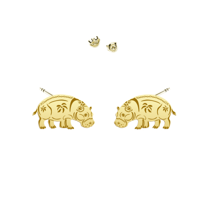 Kolczyki Hipopotam srebro pozłacane - MEJK Jewellery
