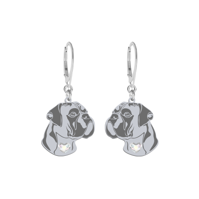 Silver German Boxer earrings, FREE ENGRAVING - MEJK Jewellery