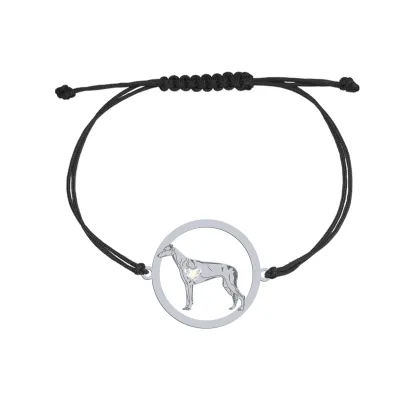 Silver Greyhound string bracelet with a heart, FREE ENGRAVING - MEJK Jewellery