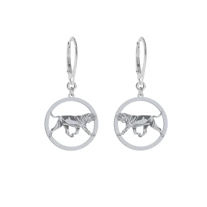 Silver Neapolitan Mastiff engraved earrings - MEJK Jewellery