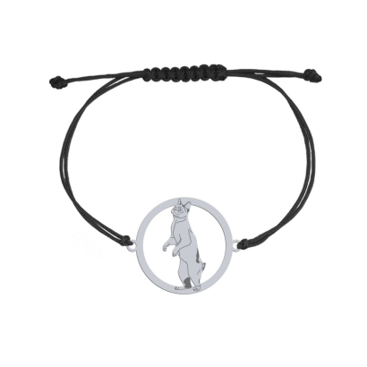 Srebrna bransoletka Kot Japoński Bobtail sznurek GRAWER GRATIS - MEJK Jewellery