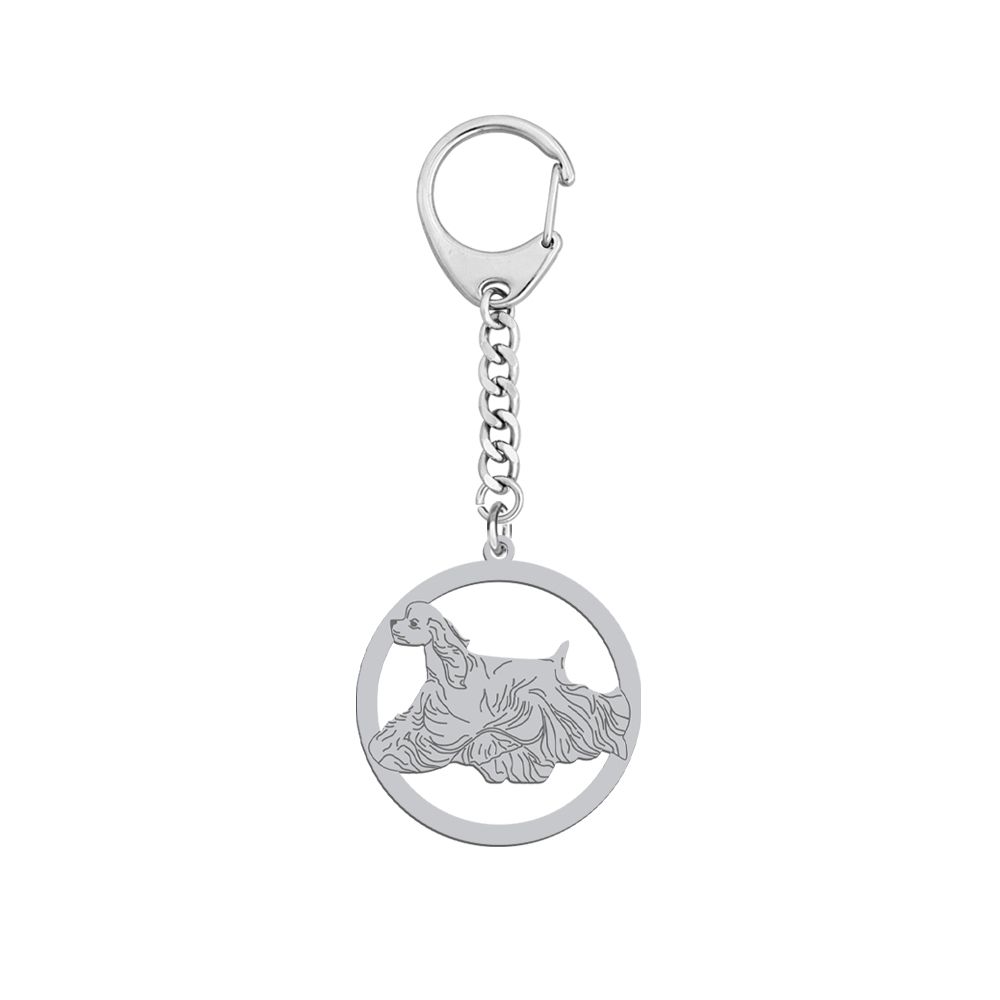 Silver American Cocker Spaniel engraved keyring - MEJK Jewellery