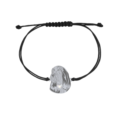 Bransoletka Bearded Collie srebro platynowane pozłacane sznurek GRAWER GRATIS - MEJK Jewellery