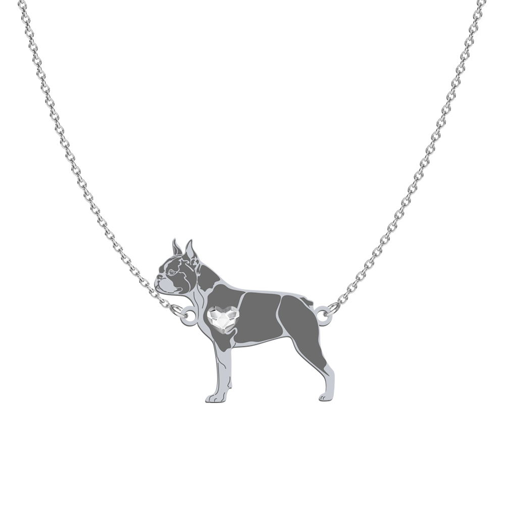 Naszyjnik z psem grawerem Boston Terrier srebro - MEJK Jewellery