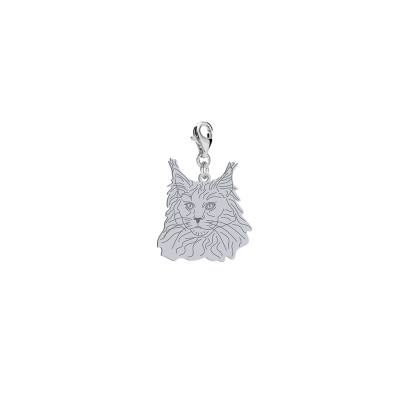 Silver Maine Coon Cat charms, FREE ENGRAVING - MEJK Jewellery