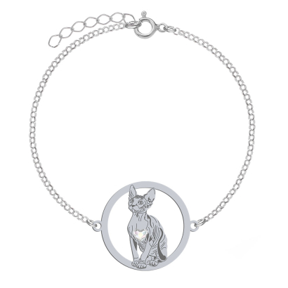 Silver Sphynx Cat bracelet, FREE ENGRAVING - MEJK Jewellery