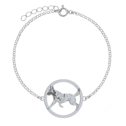 Silver Malinois bracelet, FREE ENGRAVING - MEJK Jewellery
