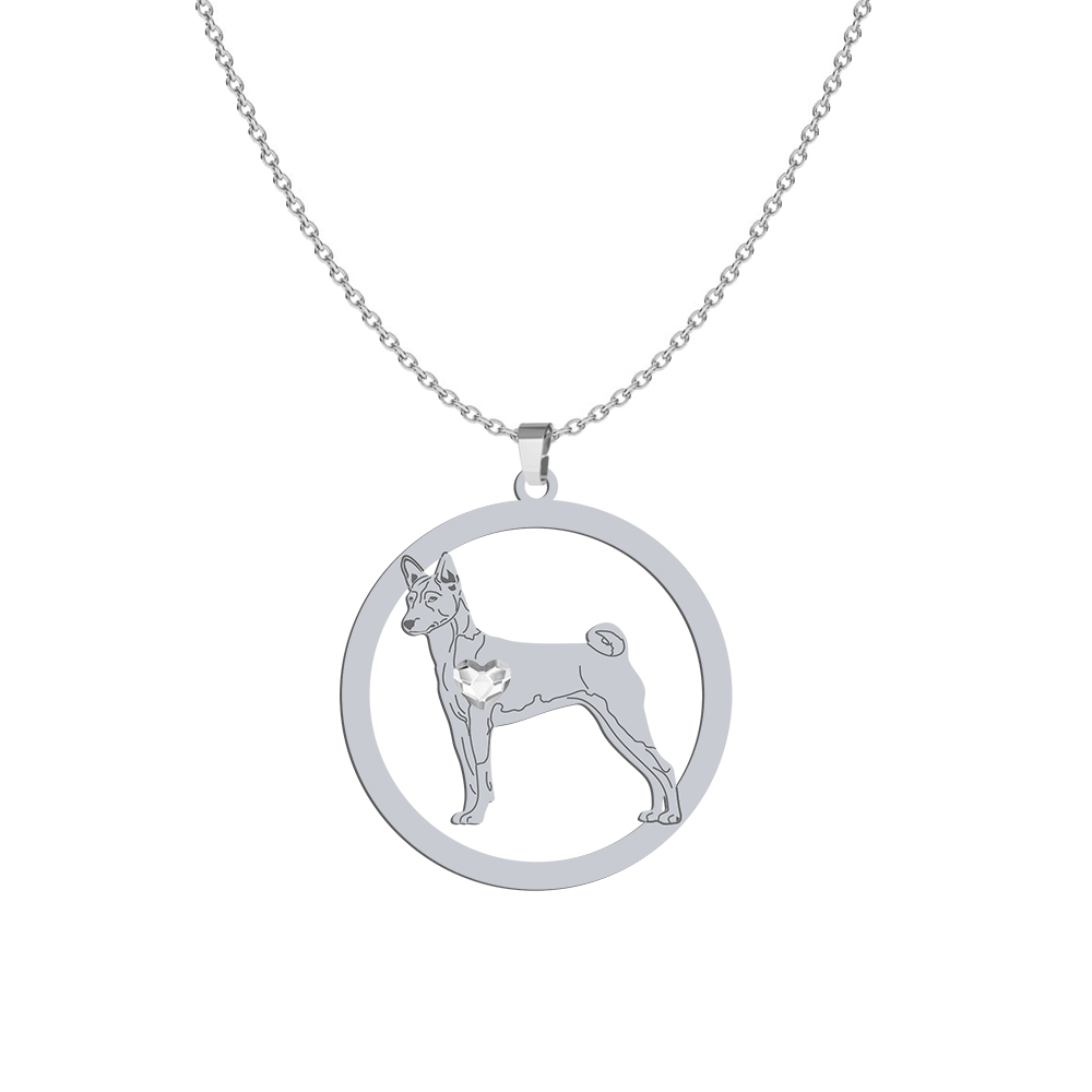 Silver Basenji engraved necklace - MEJK Jewellery