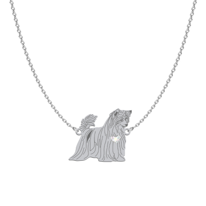 Silver Chinese Crested Powderpuff necklace with a heart, FREE ENGRAVING - MEJK Jewellery