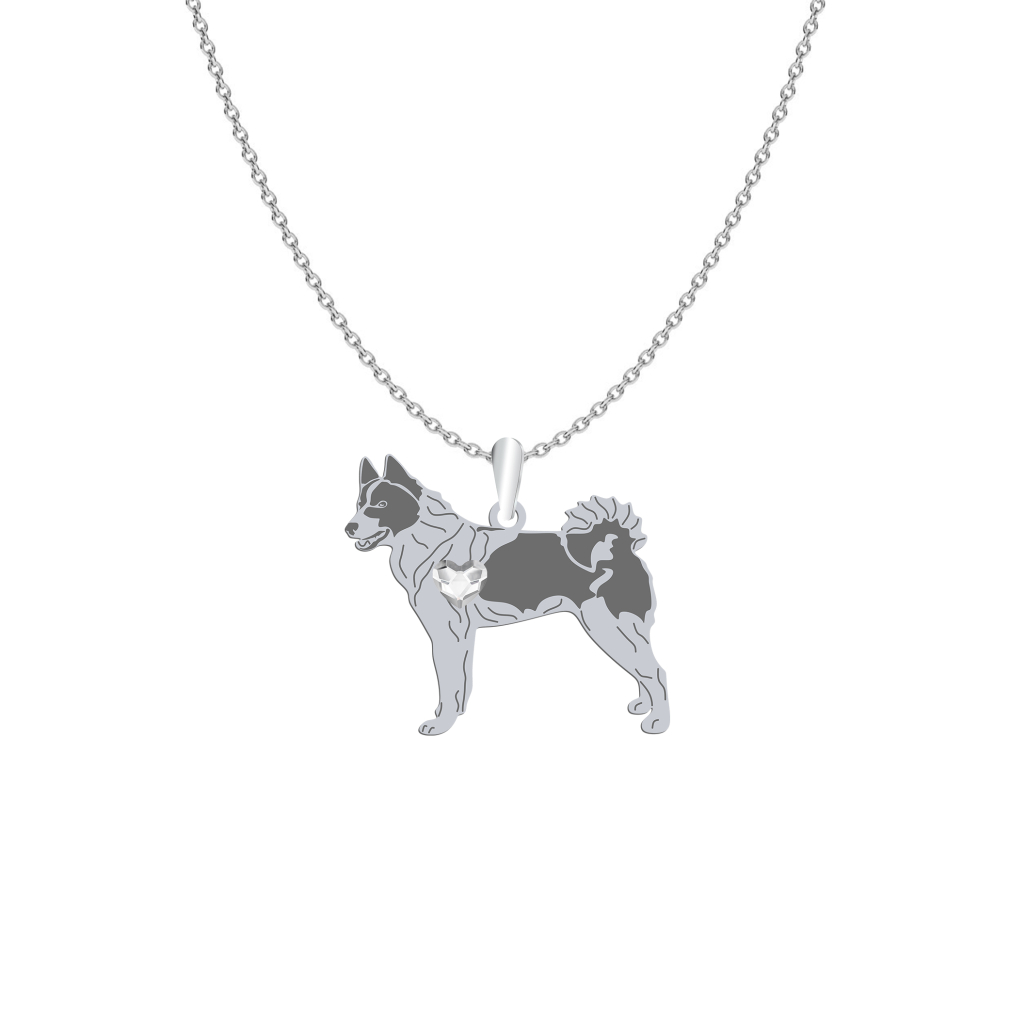 Silver Russian-European Laika engraved necklace with a heart - MEJK Jewellery