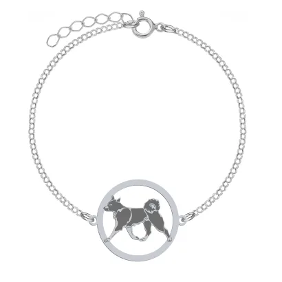Silver Karelian Bear Dog bracelet, FREE ENGRAVING - MEJK Jewellery
