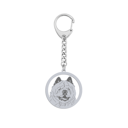 Silver Chow chow Soft engraved keyring - MEJK Jewellery