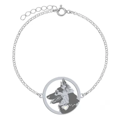 Silver Chodský pes engraved bracelet with a heart - MEJK Jewellery