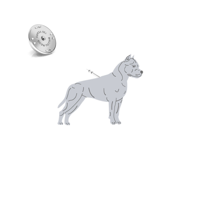 Wpinka z psem American Staffordshire Terrier srebro - MEJK Jewellery