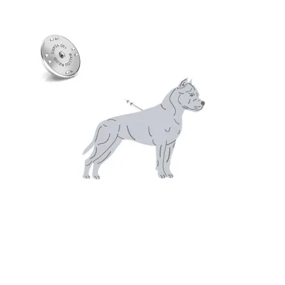 Wpinka z psem American Staffordshire Terrier - Amstaff srebro - MEJK Jewellery