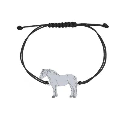 Silver Percheron Horse string bracelet, FREE ENGRAVING - MEJK Jewellery