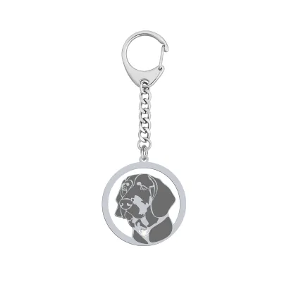 Silver Polish Hunting Dog keyring with a heart, FREE ENGRAVING - MEJK Jewellery