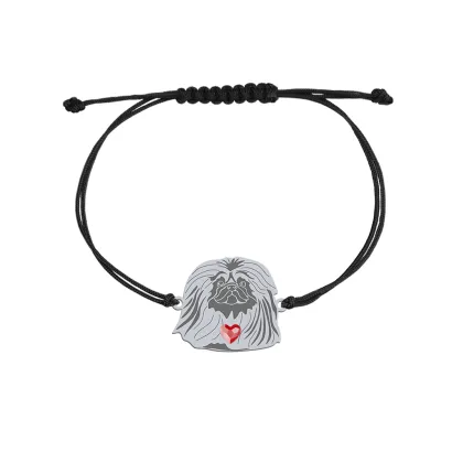 Silver Pekingese string bracelet, FREE ENGRAVING - MEJK Jewellery
