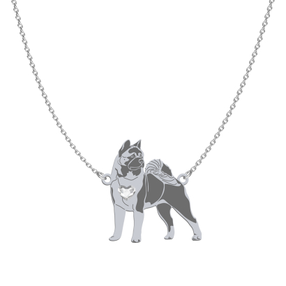 Silver American Akita engraved necklace - MEJK Jewellery