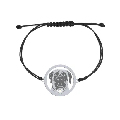 Silver Boerboel string bracelet with a heart - MEJK Jewellery