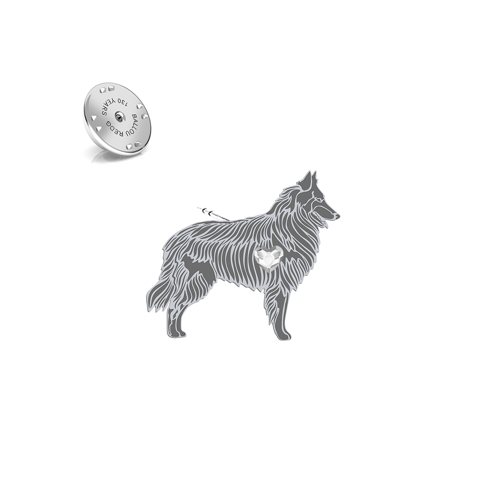 Silver Groenendael pin with a heart - MEJK Jewellery